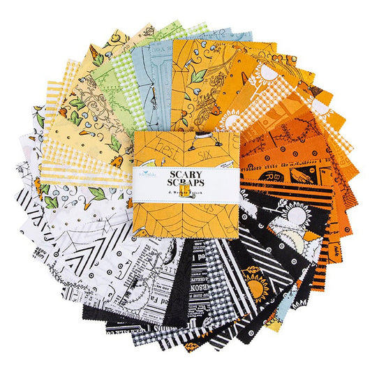 Riley Blake Scary Scraps 5 Inch Stacker containing 42 coordinating fabric squares
