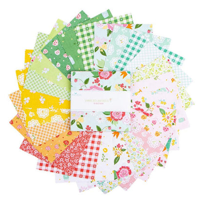 Riley Blake Summer Skies and Fireflies 5 Inch Stacker containing 42 coordinating fabric squares
