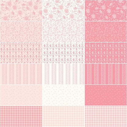 Grid of pink and white fabric patterns