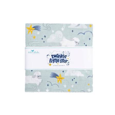 Assorted Twinkle Little Star fabrics showing coordinating stars, moons and children's prints