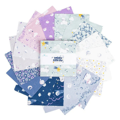 Riley Blake Twinkle Little Star 5 Inch Stacker containing 42 coordinating fabric squares
