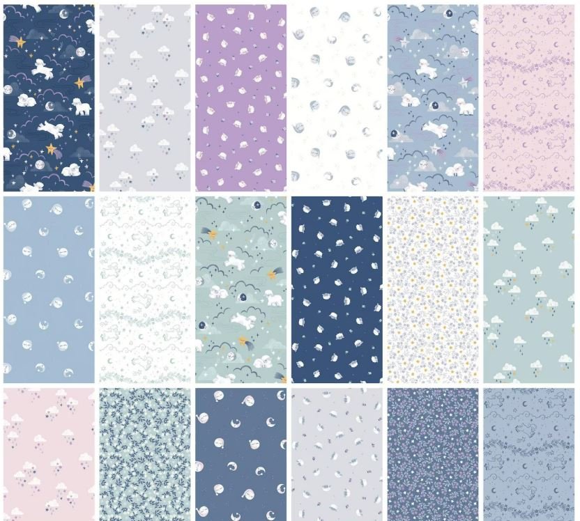 Twinkle Little Star fabric collection by Riley Blake featuring nursery themed prints and sweet coordinates