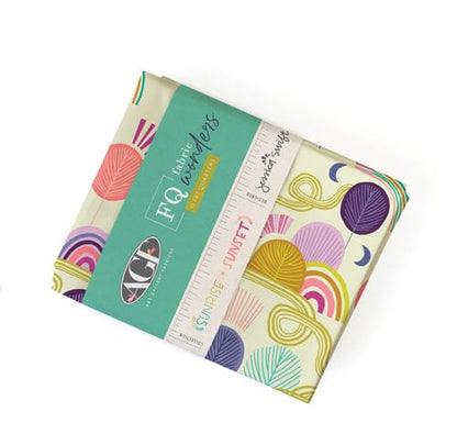 Fat quarter fabric bundle with rainbow, leaf, and floral prints (teal, pink, purple)