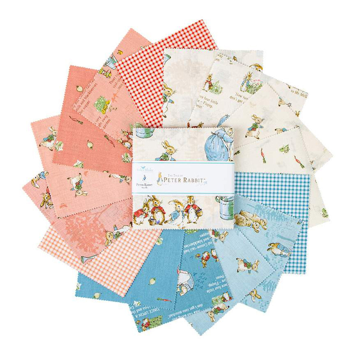 The Tale of Peter Rabbit Beatrix Potter 5" Fabric Stacker Charm Squares Rare Find