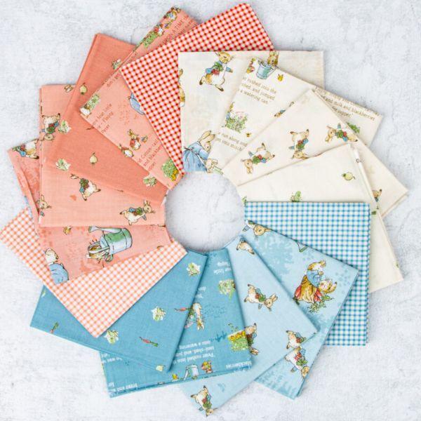 The Tale of Peter Rabbit Beatrix Potter 5" Fabric Stacker Charm Squares Rare Find