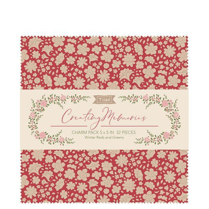 Tilda Creating Memories Winter charm pack with 5 inch quilting fabric squares in seasonal winter prints