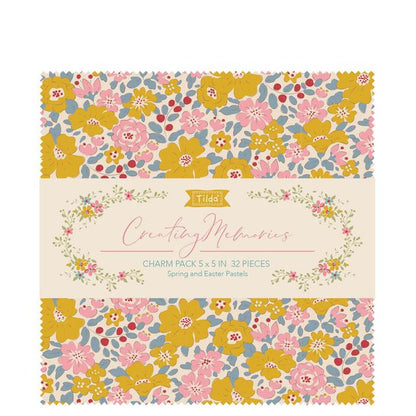 Spring floral fabric charm squares, Tilda Creating Memories, 5-inch pack of 32