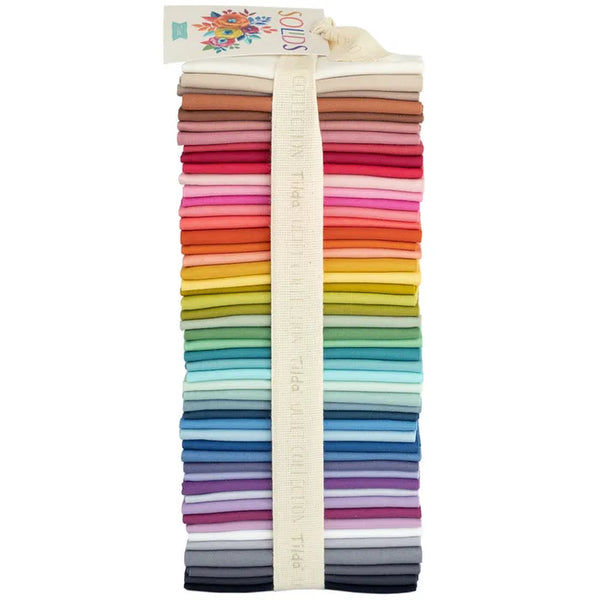 Tilda Solids Fat Eighth Bundle 50 featuring beautifully coordinated solid quilting fabrics