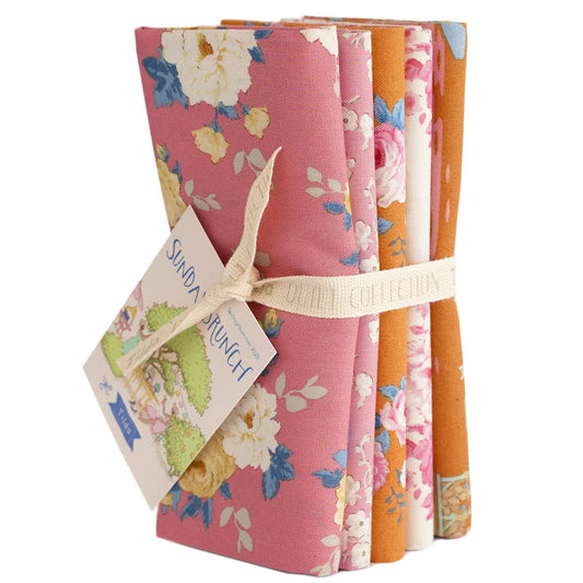 Tilda Sunday Brunch Floral fat quarter fabric bundle pink ginger with coordinated Tilda floral prints