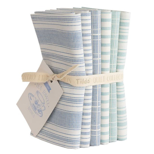 Tilda Woven Tea Towel Basics Fat Quarter Bundle Blue/Teal 300192