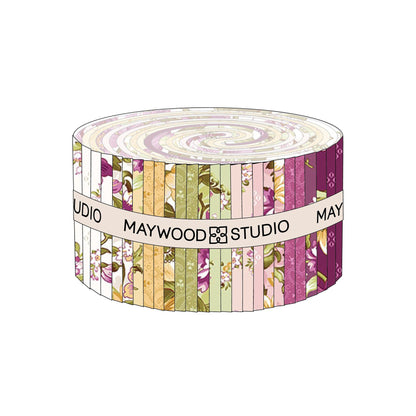 Maywood Studio fabric strip roll cylinder, colorful floral stripes with band